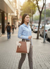 Two-Tone Elegant Tote Handbag